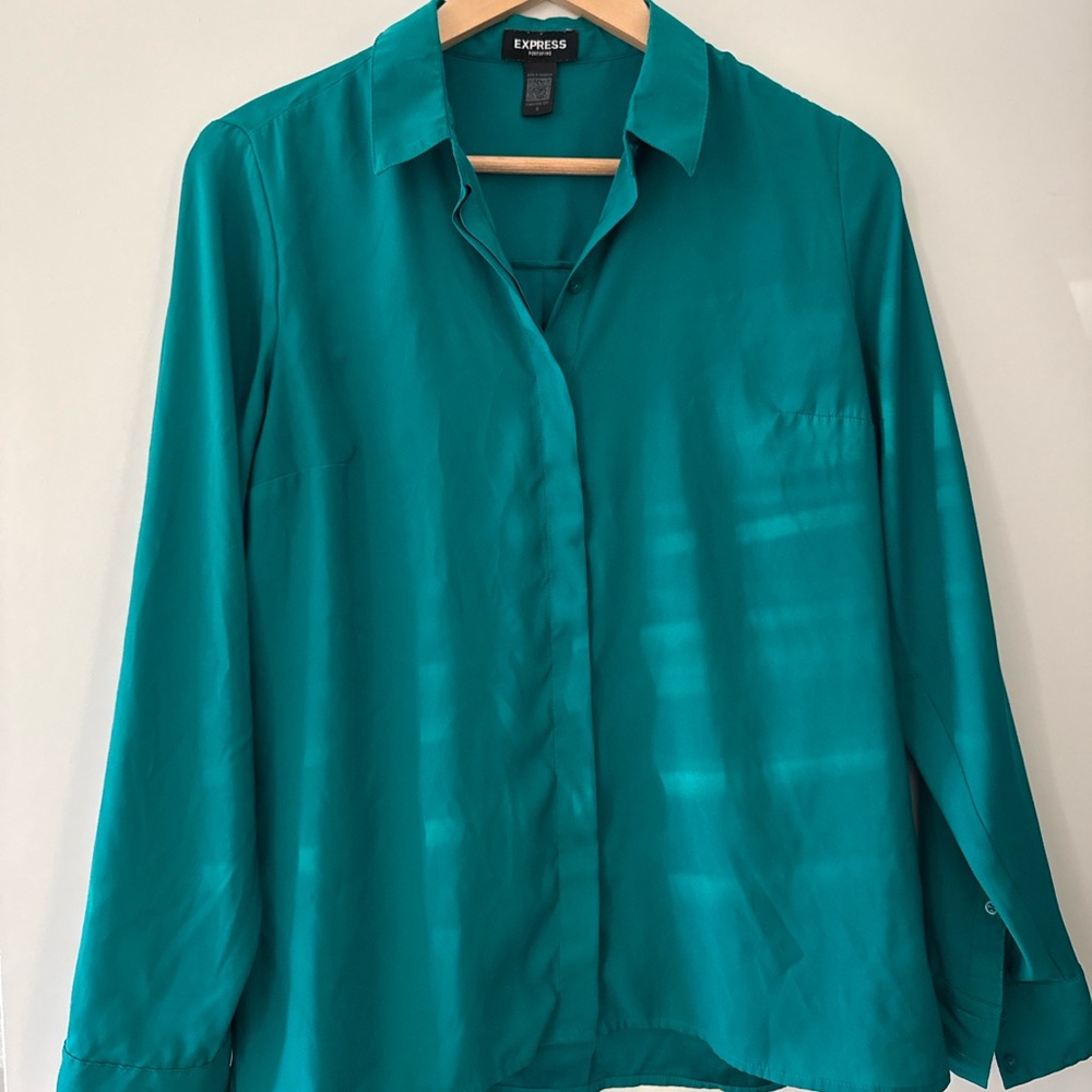 Express Portofino Blouse – Teal Green, Size Medium